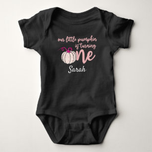 Little Pumpkin Turning One Halloween 1st Birthday Baby Bodysuit