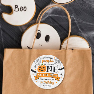 Little Pumpkin Turning One Halloween 1st Birthday Classic Round Sticker