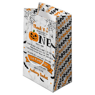Little Pumpkin Turning One Halloween 1st Birthday Small Gift Bag