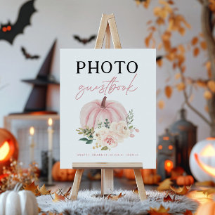 Little Pumpkin Turning One Photo Guestbook Sign