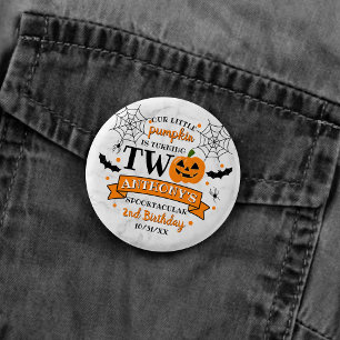 Little Pumpkin Turning Two Halloween 2nd Birthday 3 Cm Round Badge