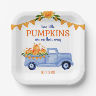 Little Pumpkin Twin Boy Baby Shower  Paper Plate