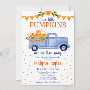 Little Pumpkin Twin Boy Baby Sprinkle Invitation