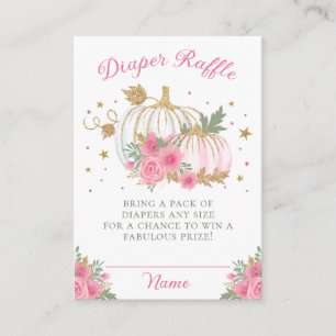 Little Pumpkin Twin Girl Baby Shower Diaper Raffle Enclosure Card