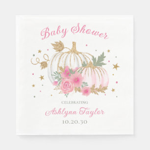 Little Pumpkin Twin Girl Baby Shower Napkin
