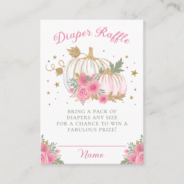 Little Pumpkin Twin Girl Sprinkle Diaper Raffle Enclosure Card (Front)