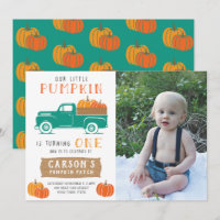 Little Pumpkin Vintage Truck Boy's First Birthday