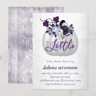 Little Pumpkin   Violet Purple Floral Baby Shower Invitation