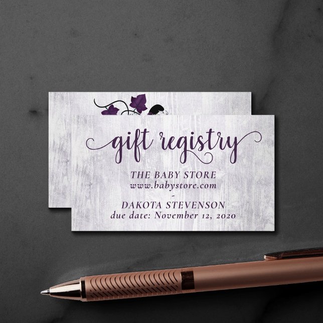 Little Pumpkin | Violet Purple Rustic Registry Enclosure Card (Creator Uploaded)