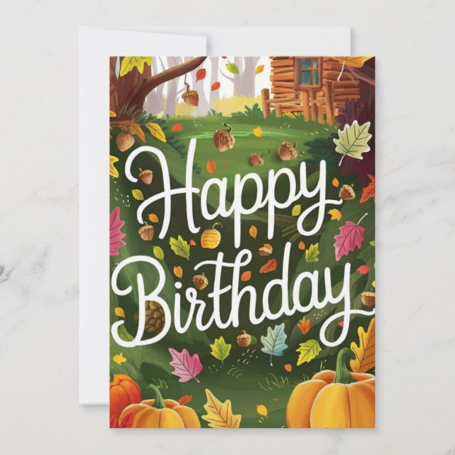 Little Pumpkin Warm Autumn Fall Happy Birthday Card (Front)