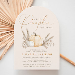 Little Pumpkin Watercolor Baby Shower Arch Invitation