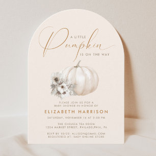 Little Pumpkin Watercolor Baby Shower Arch Invitation