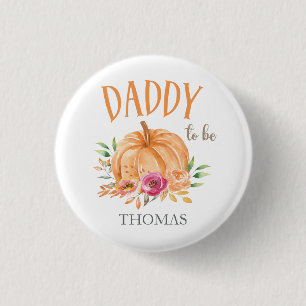 Little Pumpkin Watercolor Baby Shower Daddy to Be 3 Cm Round Badge