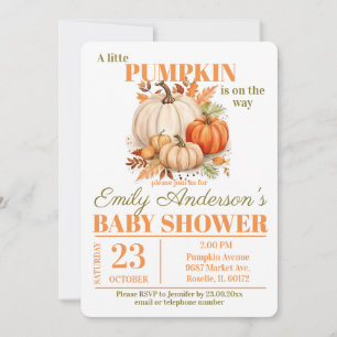 Little Pumpkin Watercolor Baby Shower  Invitation
