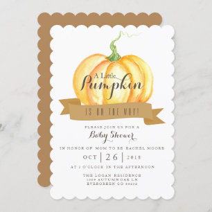 Little Pumpkin   Watercolor   Baby Shower Invite
