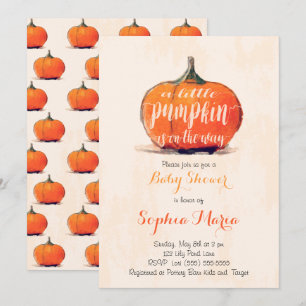 Little Pumpkin Watercolor Baby Shower Invite