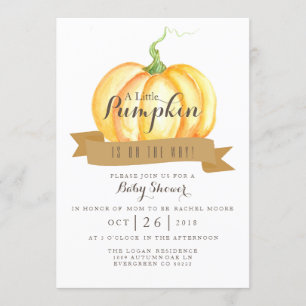 Little Pumpkin Watercolor Baby Shower Invite