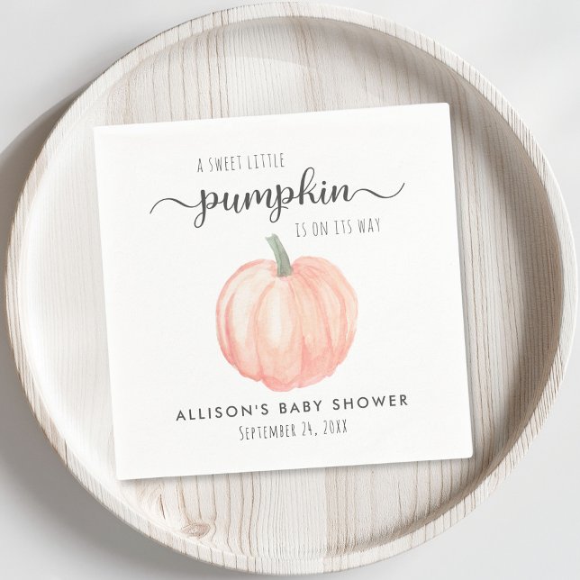 Little Pumpkin Watercolor Baby Shower Napkin (Creator Uploaded)