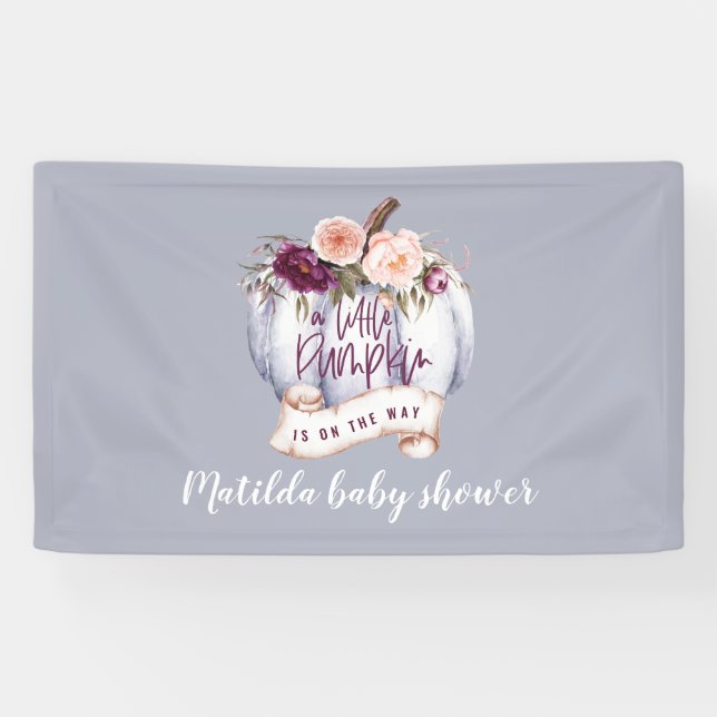 Little pumpkin watercolor fall baby shower party banner (Horizontal)