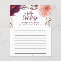 Little pumpkin watercolor floral baby shower game 