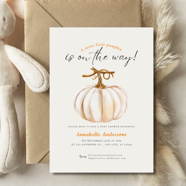 Little Pumpkin watercolor Neutral Baby shower Invitation (Creator Uploaded)