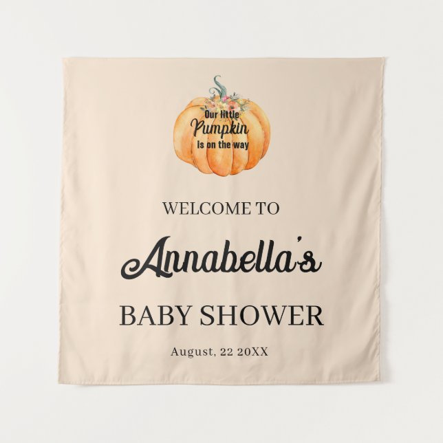 Little Pumpkin Welcome Baby Shower Tapestry (Front)