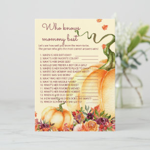 Little pumpkin Who knows mummy best game Invitation