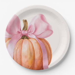 Little Pumpkin with Pink Bow – Baby Shower Paper Plate
