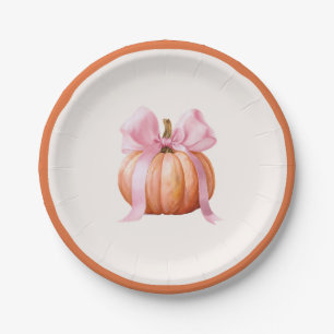 Little Pumpkin with Pink Bow – Baby Shower Paper Plate