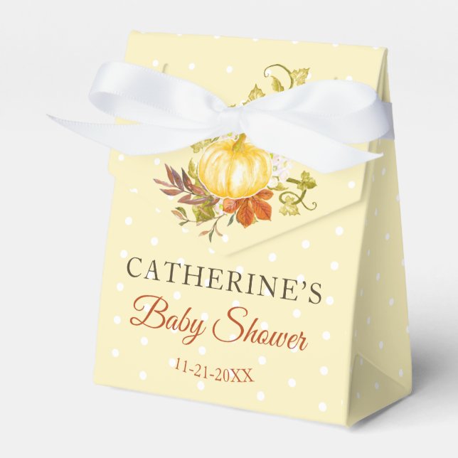 Little Pumpkin Yellow Rustic Country Baby Shower Favour Box (Front Side)