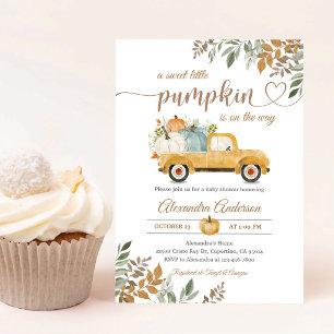 Little Pumpkin Yellow Truck Fall Boho Invitation
