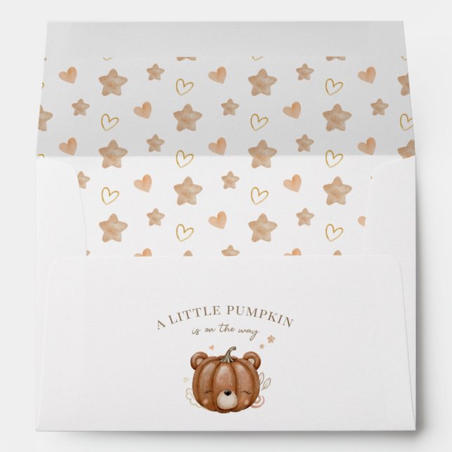 Little Pumpking Bear Baby Shower Neutral Envelope (Back (Bottom))