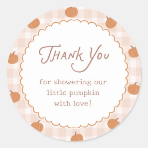 Little Pumpkins Fall Gingham Baby Shower Thank You Classic Round Sticker