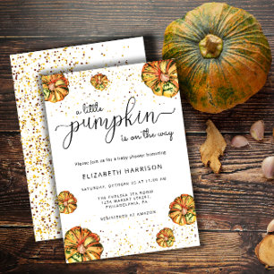 Little pumpkins is on the way baby shower invitation
