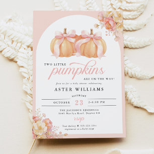 Little Pumpkins On The Way Twin Baby Shower Invitation