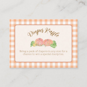 Little Pumpkins Orange Gingham Diaper Raffle Enclosure Card