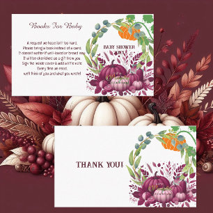 Little Pumpkins Purple Baby Shower Greenery Wreath Enclosure Card