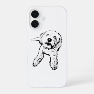 Little Pup Laying Dog Black & White Phone Case
