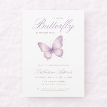Little Purple Butterfly On The Way Baby Shower