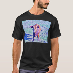 Little Purple Cow in Pasetl teal grass T-Shirt