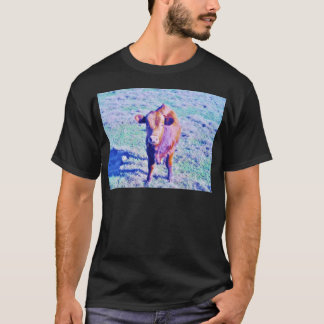 Little Purple Cow in Pasetl teal grass T-Shirt