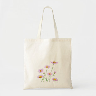 little purple daisy watercolor tote bag