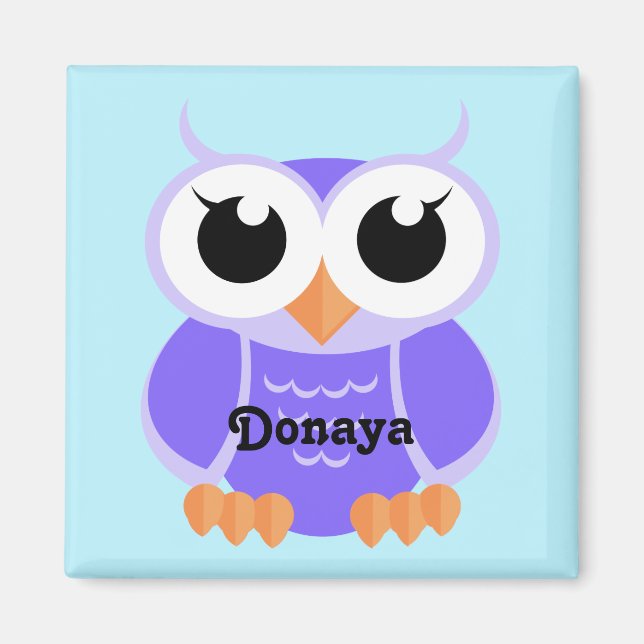 "Little Purple Owl" - personalised Magnet (Front)