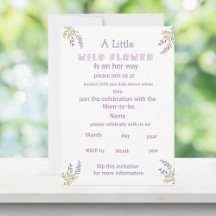  Little purple  wildflower baby  shower Invitation