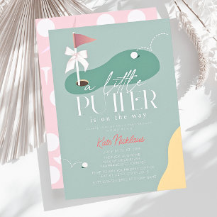 Little Putter Golf Fairway Bow Girl Baby Shower Invitation