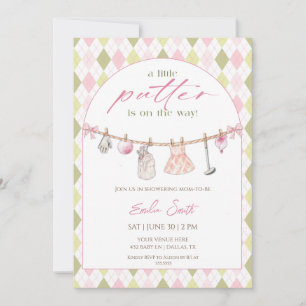 Little Putter is on the way Girl Golf baby shower  Invitation