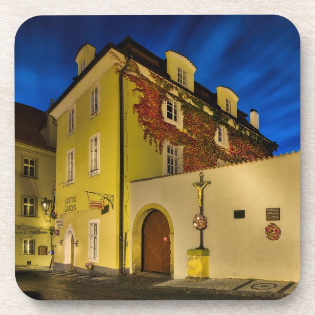Little Quarter Cross Night Hard Plastic Coaster (Front)