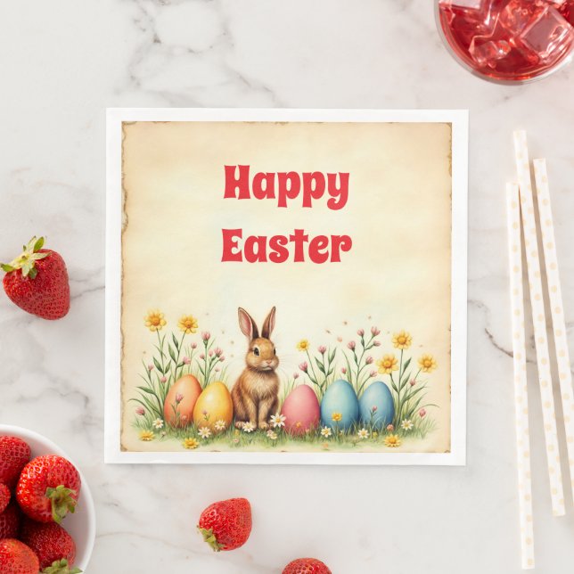 Little Rabbit And Easter Eggs Popular Collection Napkin (Insitu)