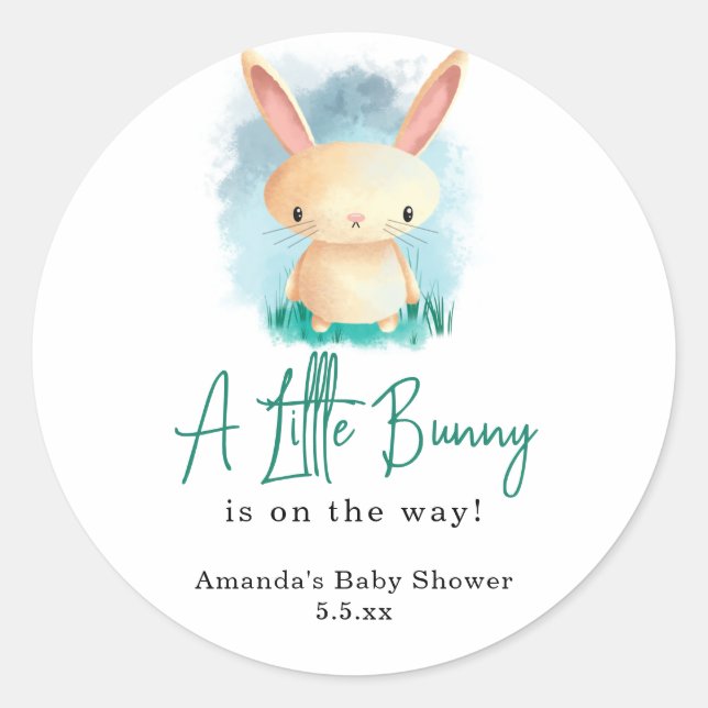 Little Rabbit - baby shower  Classic Round Sticker (Front)