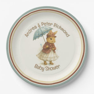Little Rabbit Baby Shower for Girl Paper Plate